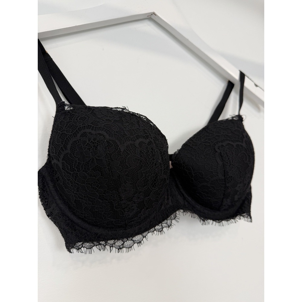 Victoria's Secret Dream Angels 34D Embroidered Black Mesh Demi Bra